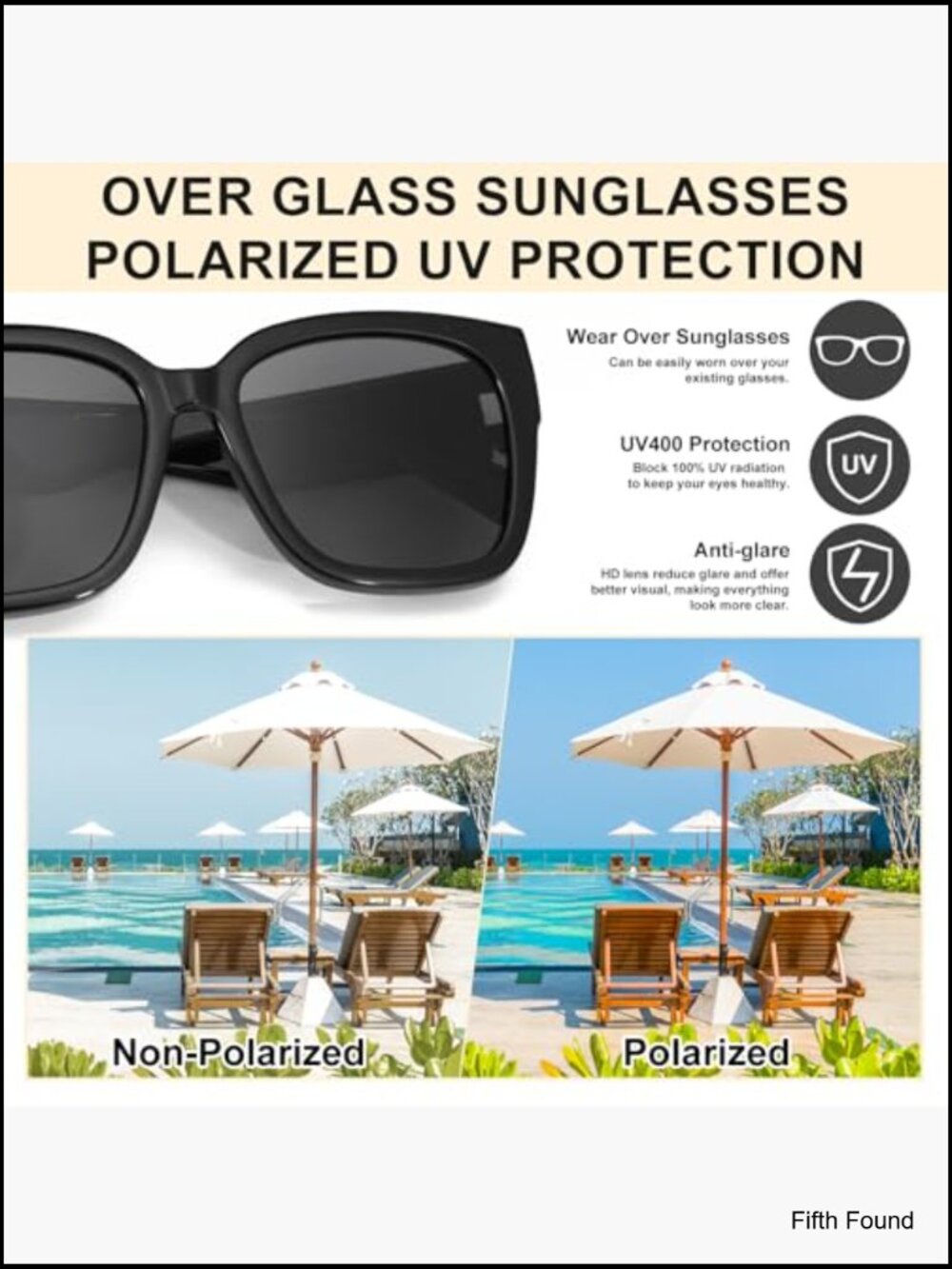 2 Pairs Polarized Fit Over Glasses Sunglasses for Women, Lightweight OTG UV400 - Picture 5 of 7